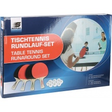 Sunflex Table Tennis Set Rundlauf - 4 Rackets with pimples outside, without sponge + 10 Balls